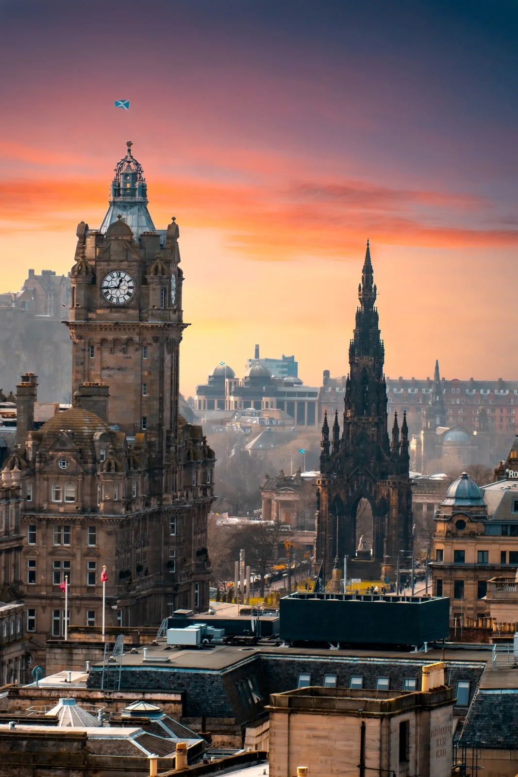 Edinburgh skyline at sunset